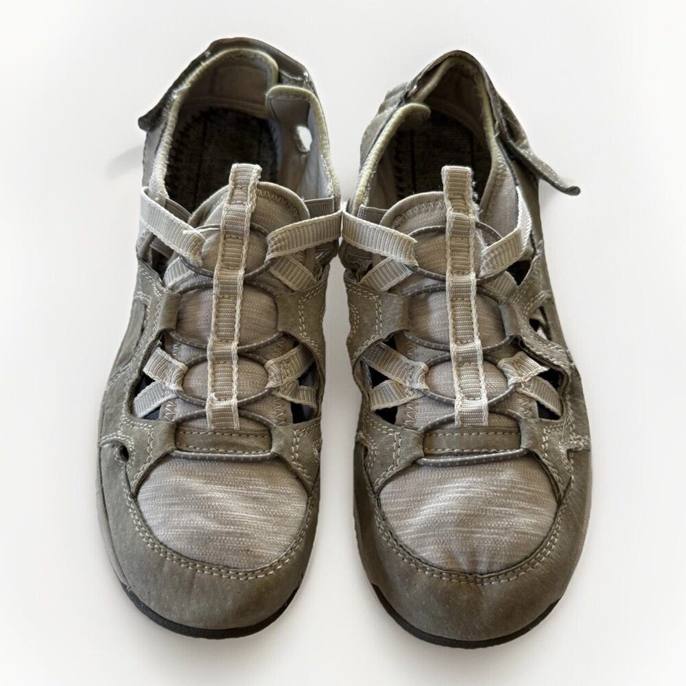Earth Origins Women’s Size 11 Beige Sport Sandals Suede Mesh Closed Toe Strap - Picture 5 of 7